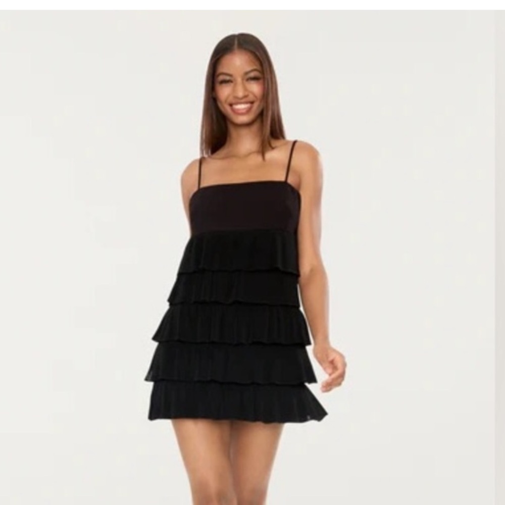NWT LIKELY BLACK CELLA LAYERED RUFFLE DRESS SZ 2 - Picture 3 of 7
